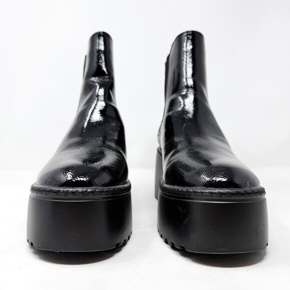 [Nine West] Henrita Black Patent Leather Platform Chelsea Ankle Boots Size 9.5 M - Picture 3 of 12